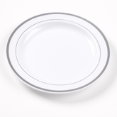 Elegant Silver Trim 7.5" Premium Plastic Plates - 20 Pack